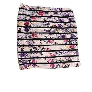 White House Black Market Floral Flower Stripe Pattern Print Multicolor Skirt 8